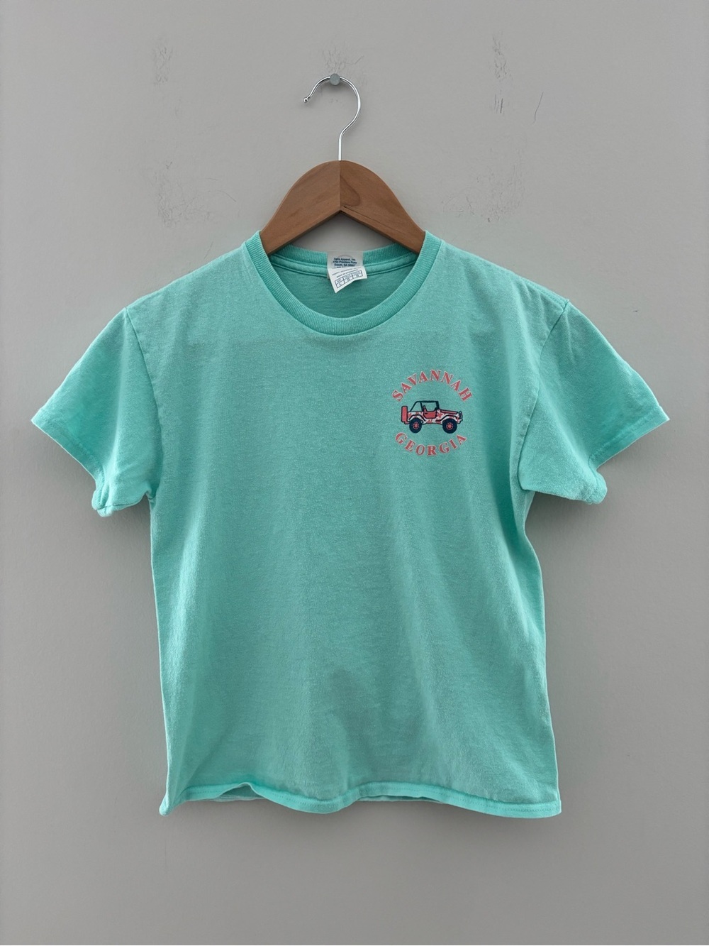 Savannah Georgia Jeep Hair Don't Care Graphic T-Shirt Girls Youth Large Mint - Picture 2 of 3